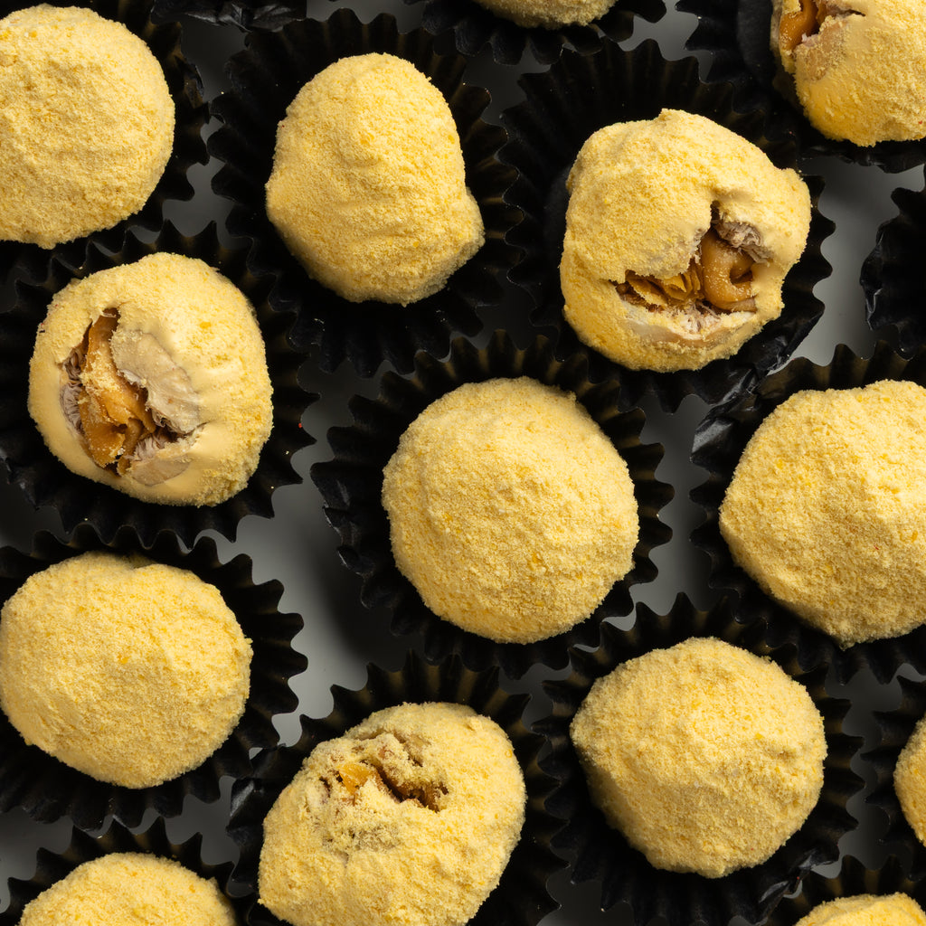 Closeup of mango-coated fig in combo